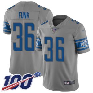Classic Outstanding Lions #36 Jake Funk Gray Men's Stitched NFL Limited Inverted Legend 100th Season Jersey
