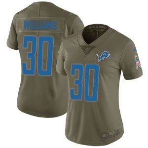 Classic Premium Dashing Lions #30 Jamaal Williams Olive Women's Stitched NFL Limited 2017 Salute To Service Jersey