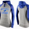 Classic Sleek Comfortable Women's Detroit Lions Performance Hoodie Grey & Blue_2