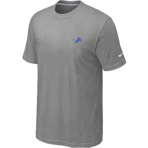 Classic Smart Fantastic Exquisite Detroit Lions Chest Embroidered Logo T-Shirt Grey