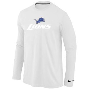 Classic Trendy Detroit Lions Authentic Logo Long Sleeve T-Shirt White