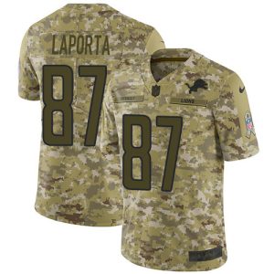 Comfortable Alluring Lions #87 Sam LaPorta Camo Men's Stitched NFL Limited 2018 Salute To Service Jersey