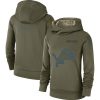 Comfortable Chic Women's Detroit Lions Olive Salute to Service Sideline Therma Performance Pullover Hoodie