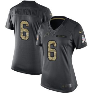 Comfortable Classic Lions #6 Ifeatu Melifonwu Black Women's Stitched NFL Limited 2016 Salute to Service Jersey