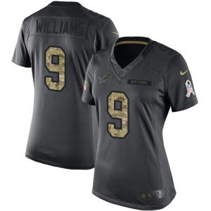 Comfortable Eye - catching Attractive Lions #9 Jameson Williams Black Women's Stitched NFL Limited 2016 Salute to Service Jersey