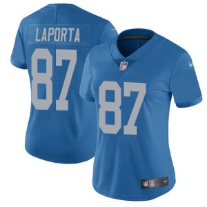 Comfortable Handsome Lions #87 Sam LaPorta Blue Throwback Women's Stitched NFL Vapor Untouchable Limited Jersey