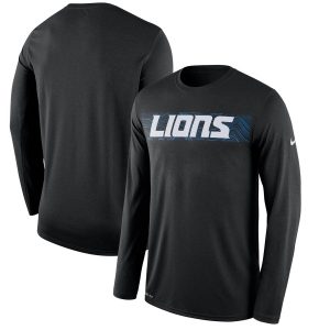Comfortable Handsome Trendy Sleek Detroit Lions Sideline Seismic Legend Long Sleeve T-Shirt Black