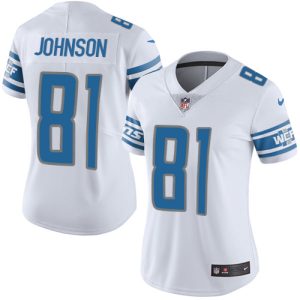 Comfortable Impressive Lions #81 Calvin Johnson White Women's Stitched NFL Vapor Untouchable Limited Jersey