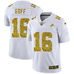 Comfortable Marvelous Detroit Lions #16 Jared Goff Men's Flocked Leopard Print Vapor Limited NFL Jersey White