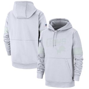 Comfortable Marvelous Detroit Lions NFL 100 2019 Sideline Platinum Therma Pullover Hoodie White