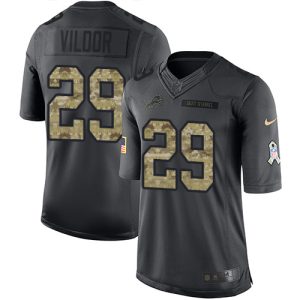 Comfortable Modern High Quality Eye - catching Lions #29 Kindle Vildor Black Men's Stitched NFL Limited 2016 Salute to Service Jersey