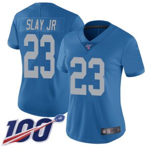 Comfortable Sleek Fabulous Lions #23 Darius Slay Jr Blue Throwback Women's Stitched NFL 100th Season Vapor Limited Jersey