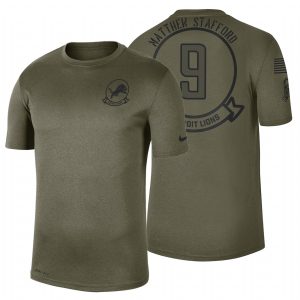 Comfortable Smart Gorgeous Elegant Detroit Lions #9 Matthew Stafford Olive 2019 Salute To Service Sideline NFL T-Shirt