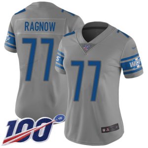 Comfortable Stunning Lions #77 Frank Ragnow Gray Women's Stitched NFL Limited Inverted Legend 100th Season Jersey