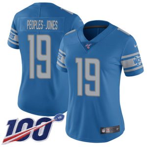 Comfortable Trendy Exquisite Lions #19 Donovan Peoples-Jones Blue Team Color Women's Stitched NFL 100th Season Vapor Untouchable Limited Jersey