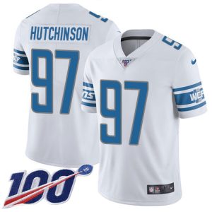 Comfortable Trendy Stunning Classic Lions #97 Aidan Hutchinson White Youth Stitched NFL 100th Season Vapor Untouchable Limited Jersey