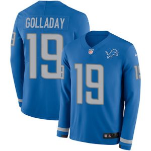 Cool Authentic Trendy Sleek Lions #19 Kenny Golladay Blue Team Color Men's Stitched NFL Limited Therma Long Sleeve Jersey