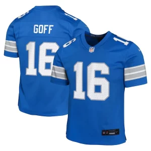 Cool Chic Smart Jared Goff Detroit Lions Nike Youth Team Player Game Jersey - Blue