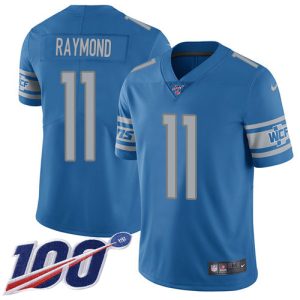 Cool Handsome Lions #11 Kalif Raymond Blue Team Color Youth Stitched NFL 100th Season Vapor Untouchable Limited Jersey