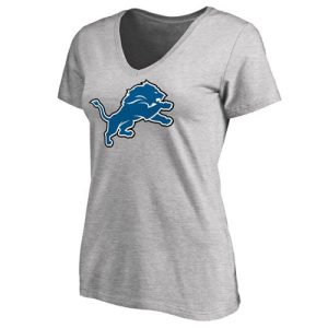 Cool Marvelous Women's Detroit Lions Pro Line Primary Team Logo Slim Fit T-Shirt Grey