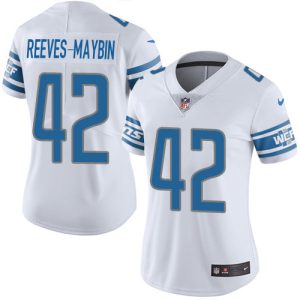 Cool Premium Graceful Authentic Lions #42 Jalen Reeves-Maybin White Women's Stitched NFL Vapor Untouchable Limited Jersey