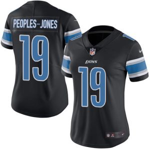 Cool Stunning High Quality Lions #19 Donovan Peoples-Jones Black Women's Stitched NFL Limited Rush Jersey