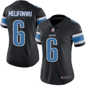 Cool Stylish Lions #6 Ifeatu Melifonwu Black Women's Stitched NFL Limited Rush Jersey
