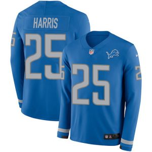 Dashing Alluring Lions #25 Will Harris Blue Team Color Men's Stitched NFL Limited Therma Long Sleeve Jersey
