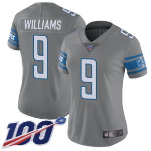 Dashing Alluring Lions #9 Jameson Williams Gray Women's Stitched NFL Limited Rush 100th Season Jersey
