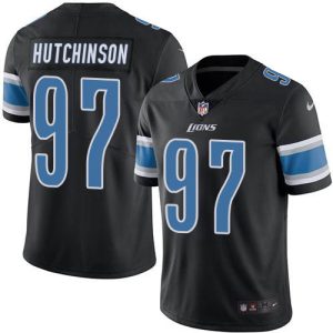 Dashing Chic Lions #97 Aidan Hutchinson Black Youth Stitched NFL Limited Rush Jersey