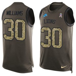 Dashing Classic Lions #30 Jamaal Williams Green Men's Stitched NFL Limited Salute To Service Tank Top Jersey