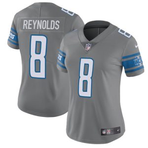 Dashing High Quality Lions #8 Josh Reynolds Gray Women's Stitched NFL Limited Rush Jersey