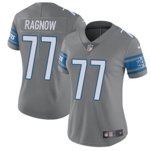 Dashing Superb Smart Eye - catching Lions #77 Frank Ragnow Gray Women's Stitched NFL Limited Rush Jersey