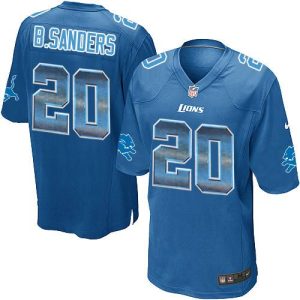 Elegant Chic Lions #20 Barry Sanders Blue Team Color Men's Stitched NFL Limited Strobe Jersey
