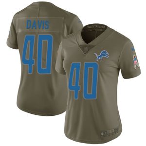 Elegant Eye - catching Lions #40 Jarrad Davis Olive Women's Stitched NFL Limited 2017 Salute to Service Jersey