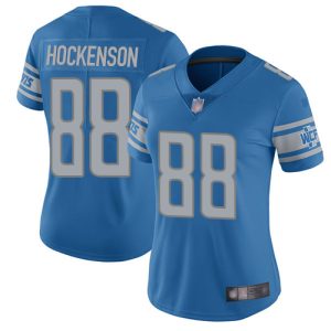 Elegant Eye - catching Lions #88 T.J. Hockenson Light Blue Team Color Women's Stitched NFL Vapor Untouchable Limited Jersey