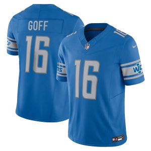Elegant Gorgeous Detroit Lions #16 Jared Goff Men's Blue Vapor F.U.S.E. Limited Jersey