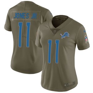 Elegant Gorgeous Outstanding Lions #11 Marvin Jones Jr Olive Women's Stitched NFL Limited 2017 Salute to Service Jersey