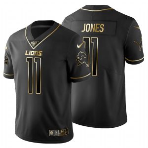 Elegant Handsome Detroit Lions #11 Marvin Jones Men's Black Golden Limited NFL 100 Jersey