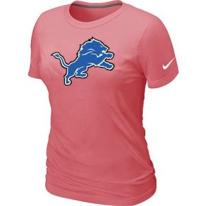 Elegant Luxurious Women's Detroit Lions Pink Logo T-Shirt