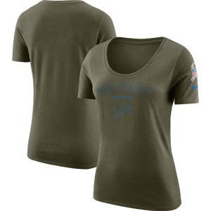 Elegant Smart Dashing Authentic Women's Detroit Lions Olive Salute to Service Legend Scoop Neck T-Shirt