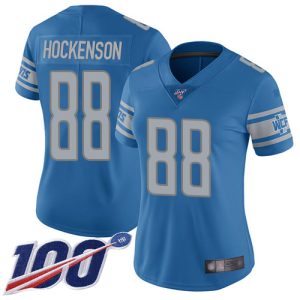 Elegant Superb Graceful Dashing Lions #88 T.J. Hockenson Blue Team Color Women's Stitched NFL 100th Season Vapor Limited Jersey