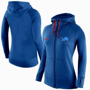 Elegant Trendy Women's Detroit Lions Full-Zip Performance Hoodie Blue