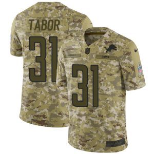 Exclusive Attractive Chic Fabulous Lions #31 Teez Tabor Camo Men's Stitched NFL Limited 2018 Salute To Service Jersey