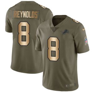 Exclusive Attractive Lions #8 Josh Reynolds Olive/Gold Youth Stitched NFL Limited 2017 Salute To Service Jersey