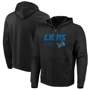 Exclusive Attractive Trendy Cool Detroit Lions Majestic Hyper Stack Full-Zip Hoodie Black