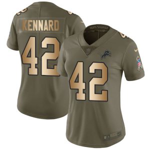 Exclusive Classic Chic Lions #42 Devon Kennard Olive/Gold Women's Stitched NFL Limited 2017 Salute to Service Jersey