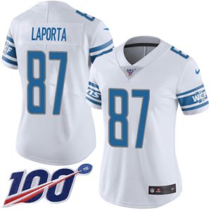 Exclusive Cool Impressive Gorgeous Lions #87 Sam LaPorta White Women's Stitched NFL 100th Season Vapor Untouchable Limited Jersey