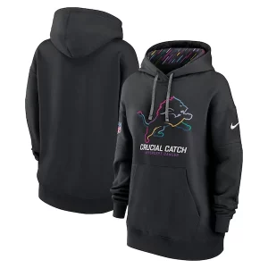 Exclusive Cool Outstanding Detroit Lions Nike Women's 2024 NFL Crucial Catch Club Pullover Hoodie - Black