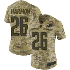 Exclusive Dashing Lions #26 Duron Harmon Camo Women's Stitched NFL Limited 2018 Salute To Service Jersey